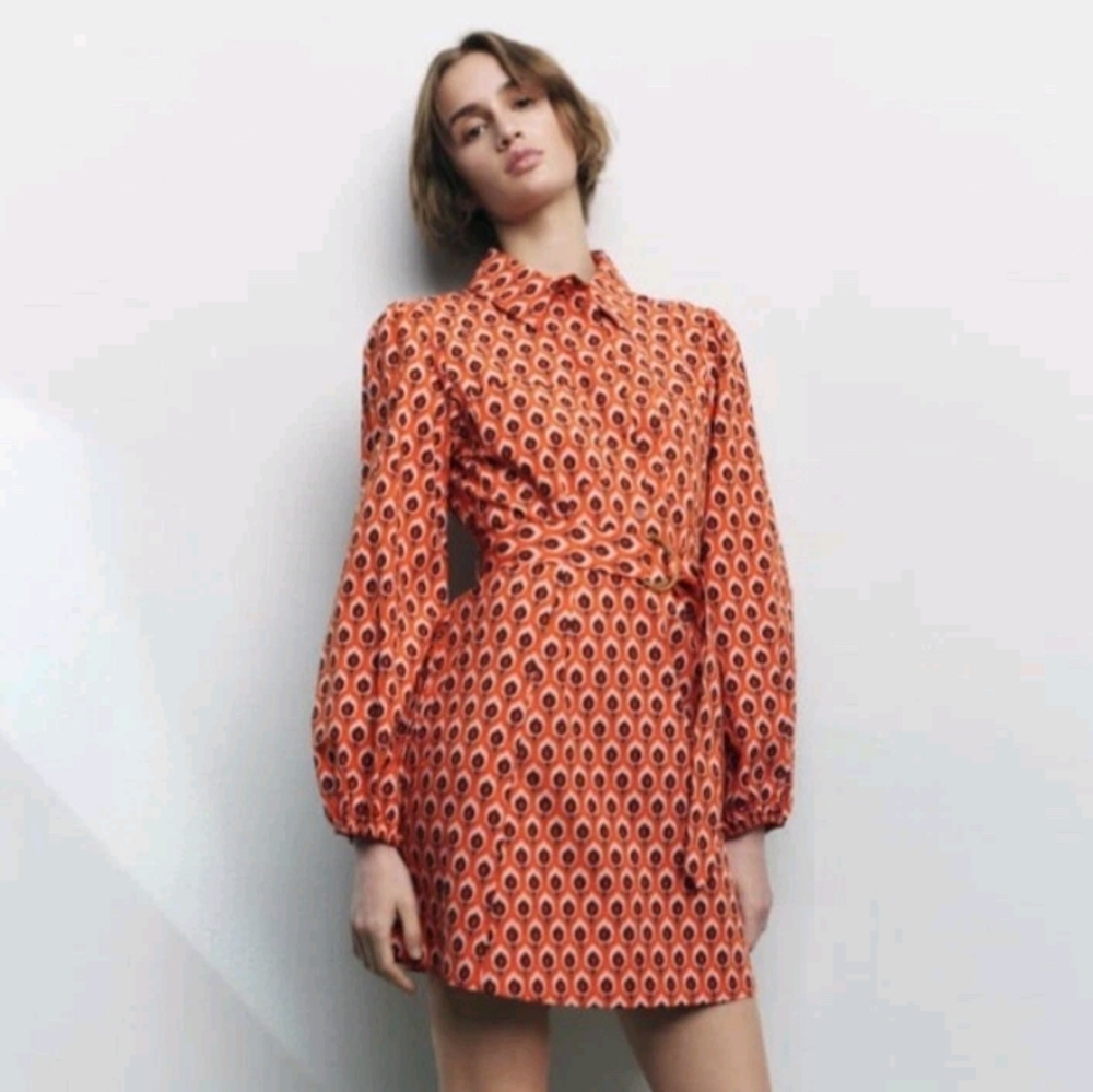 Zara "The Brigette Dress" - Size M. Belted Mini Dress with Pockets
